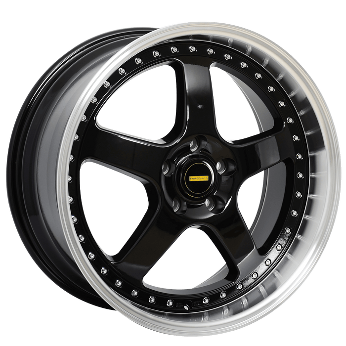 FA-5 GLOSS BLACK MACHINED LIP 18X8 5/120