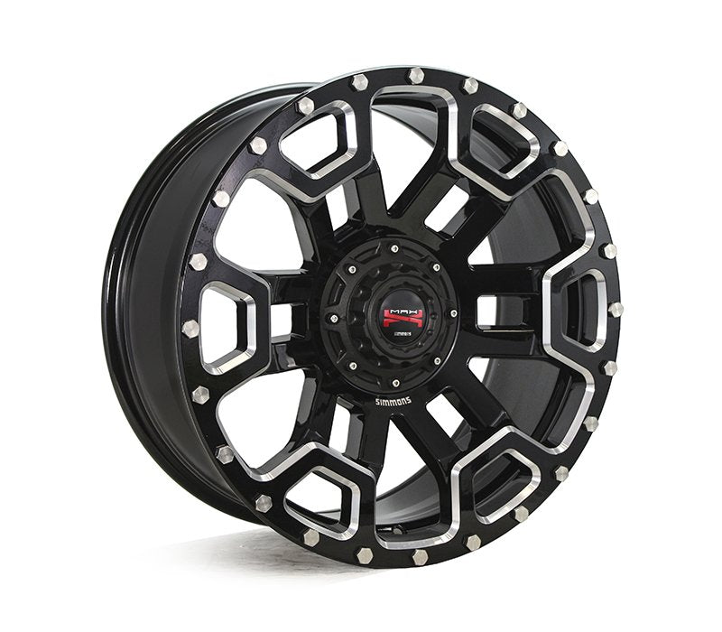 Simmons MAX X08 BKWS GLOSS BLACK MILLING 20X9 5/120 65.1 CB